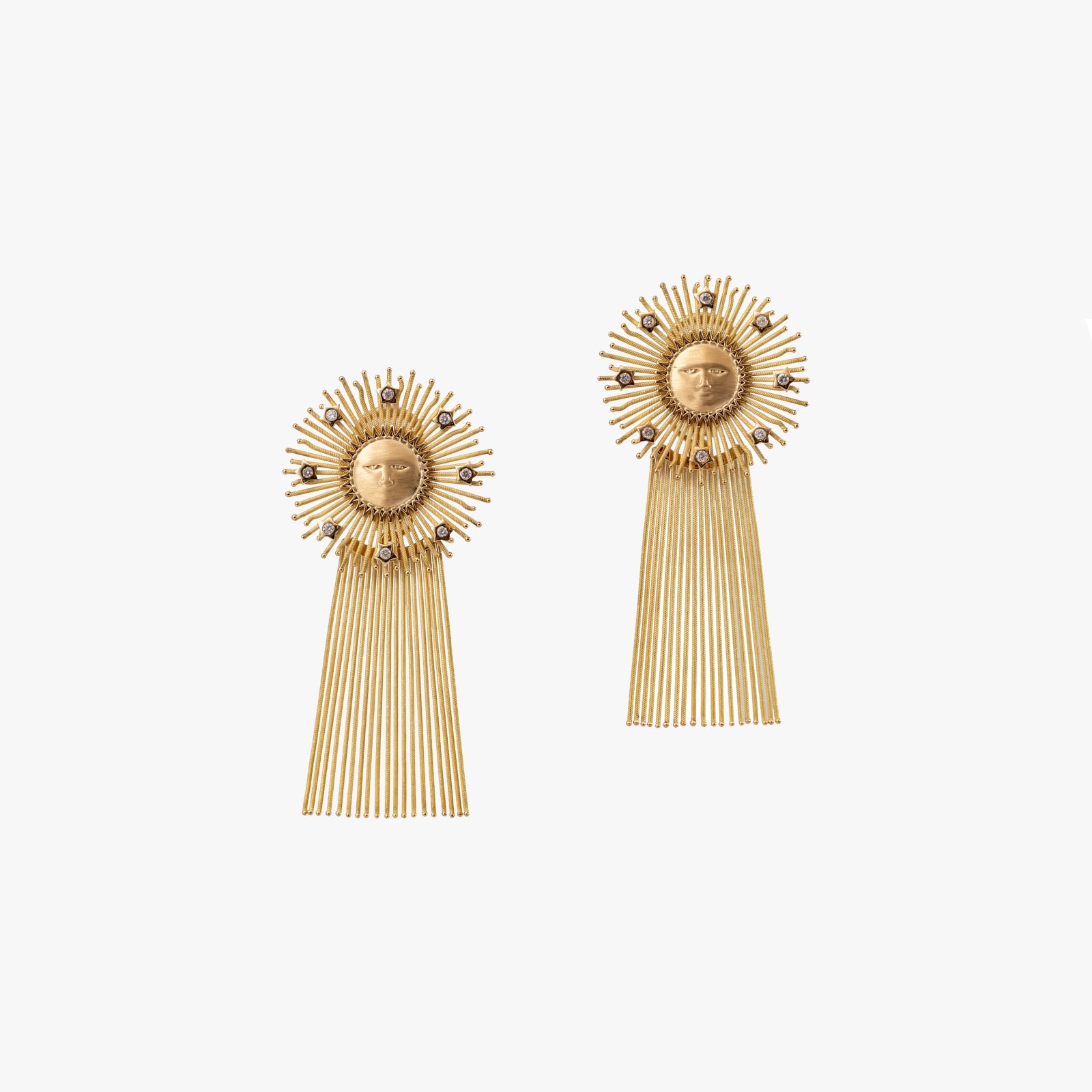 Silvia Furmanovich, Sunshine earrings with removable tassel rays