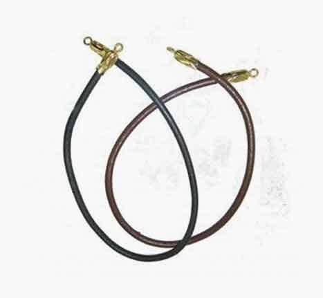 Victor Velyan, J2775 Leather Chain with 18Y gold caps- Brown
