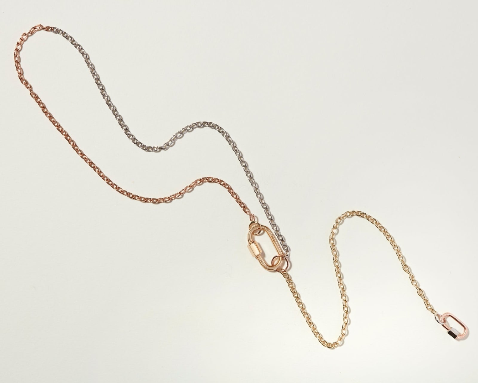 Marla Aaron, 3x3 pulley chain in gold necklace
