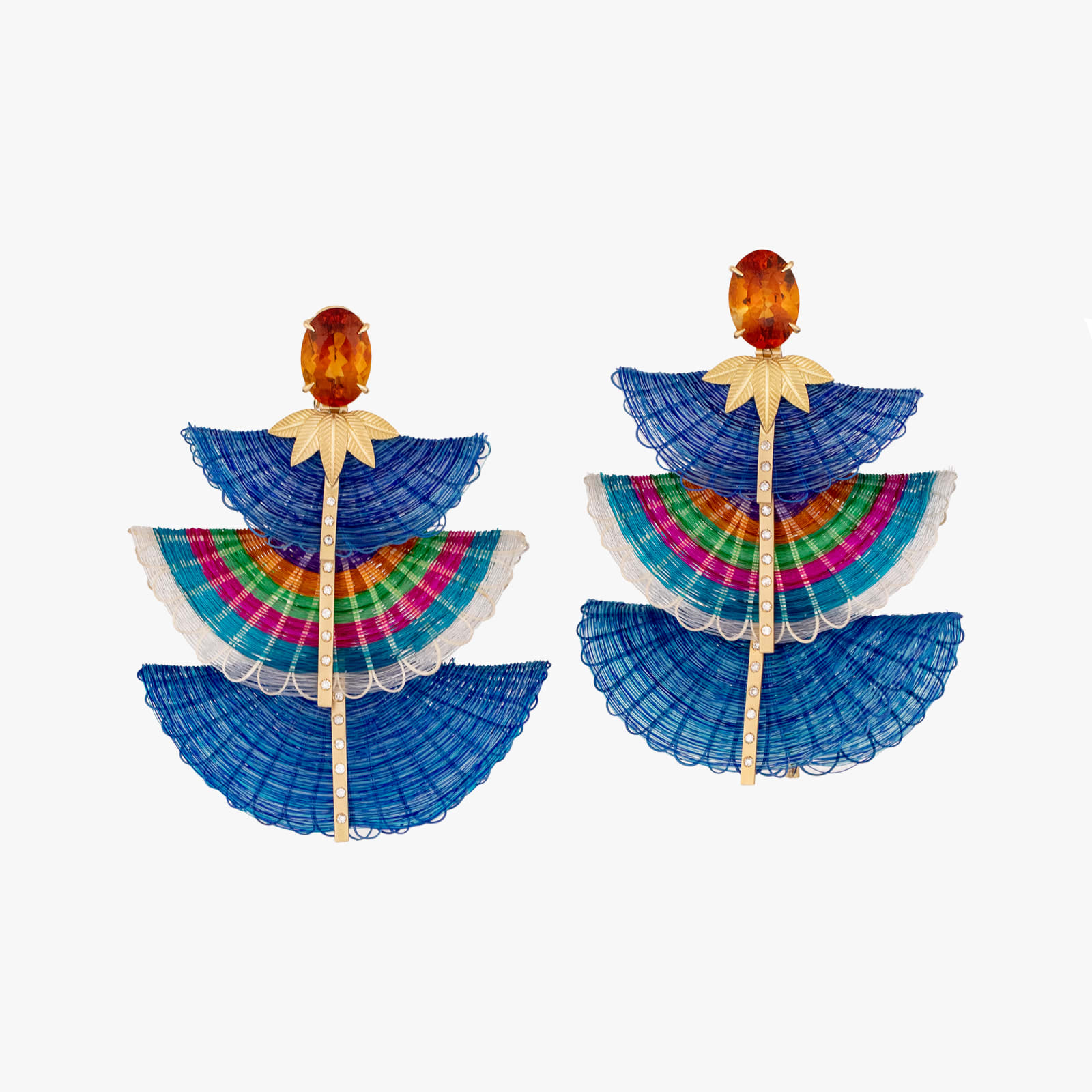 Silvia Furmanovich, Blue horse mane fan earrings
