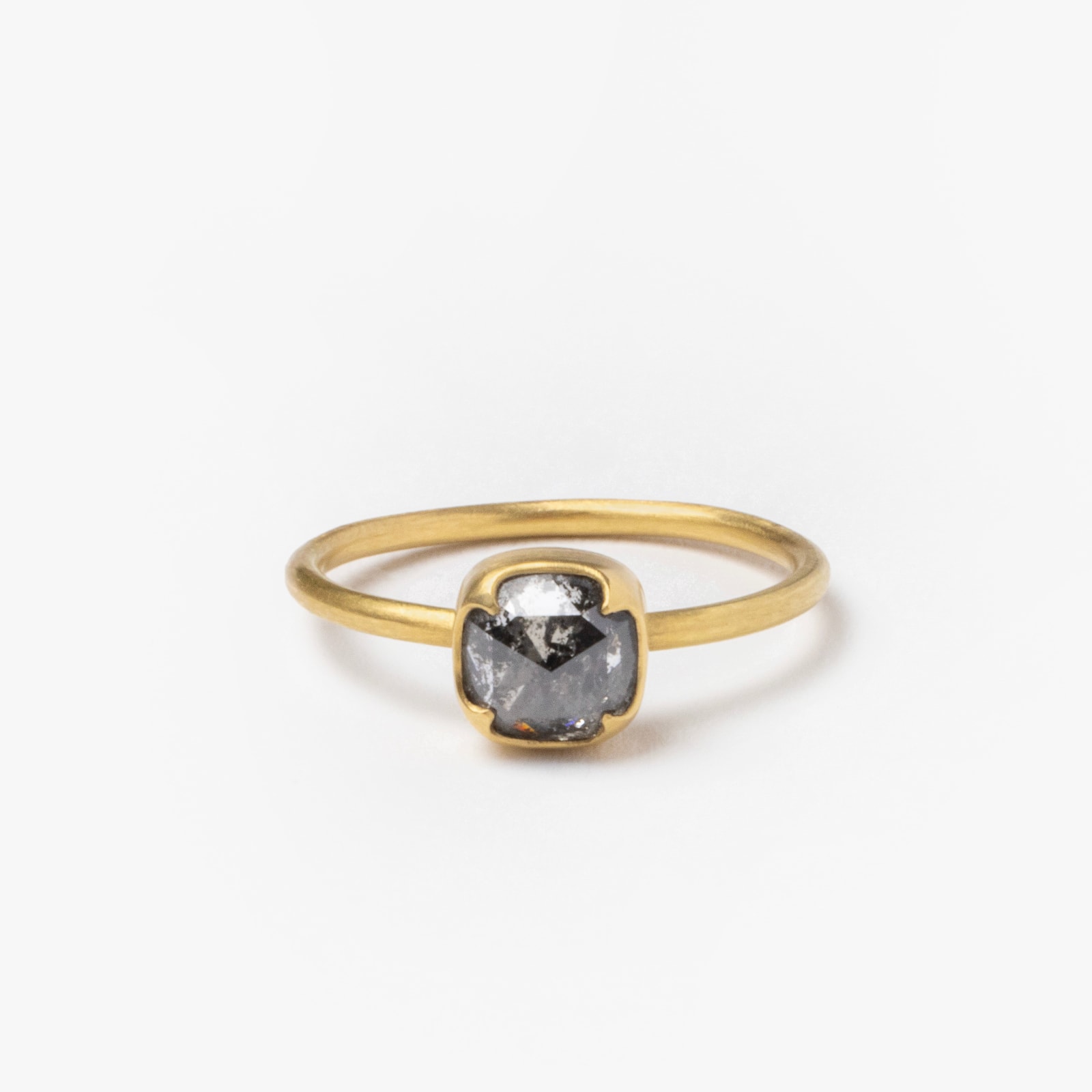 Gabriella Kiss, Cushion salt and pepper diamond ring