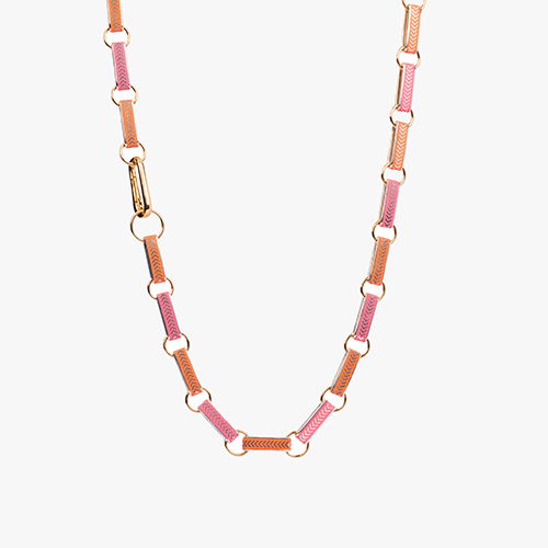 Alice Cicolini, Silver tile 29 link chain with oval pendant