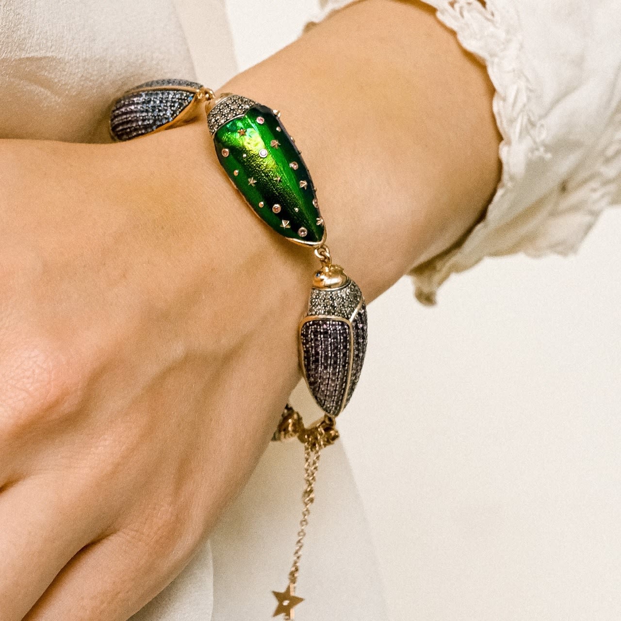 Bibi Van Der Velden, Big scarab pave bracelet