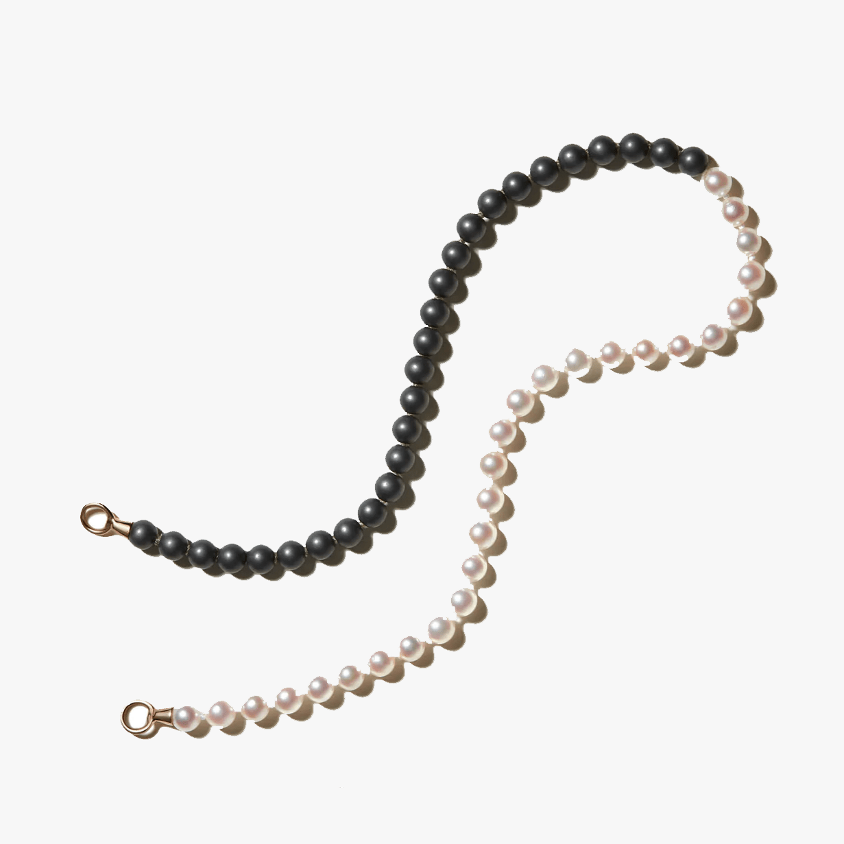 Marla Aaron, Akoya pearl and buffed hematite half & half strand