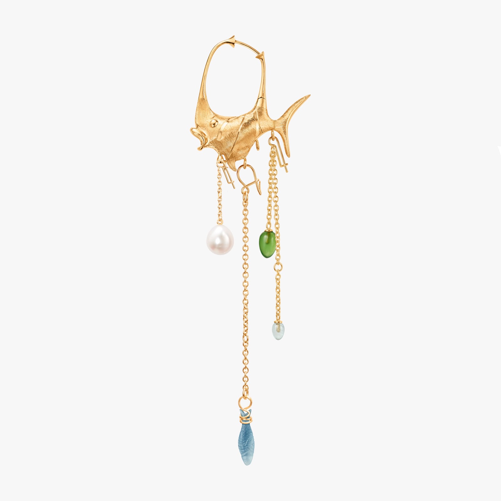 Ole Lynggaard Copenhagen, Large young fish earrings with pendants