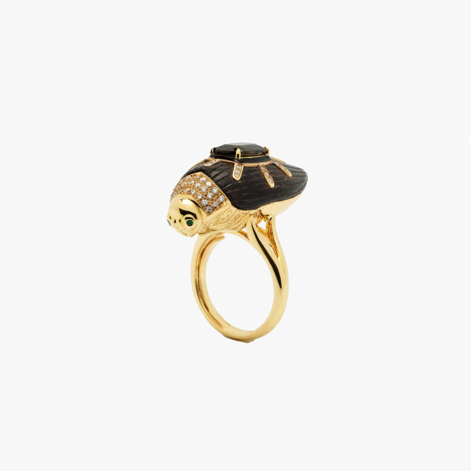 Bibi Van Der Velden, Scarab ebony ring with watermelon tourmaline