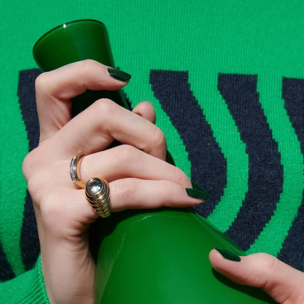 BECK, Aquamarine ripple pinky ring