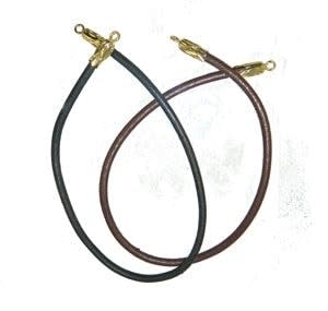 Victor Velyan, J2775 Leather Chain with 18Y gold caps- Brown