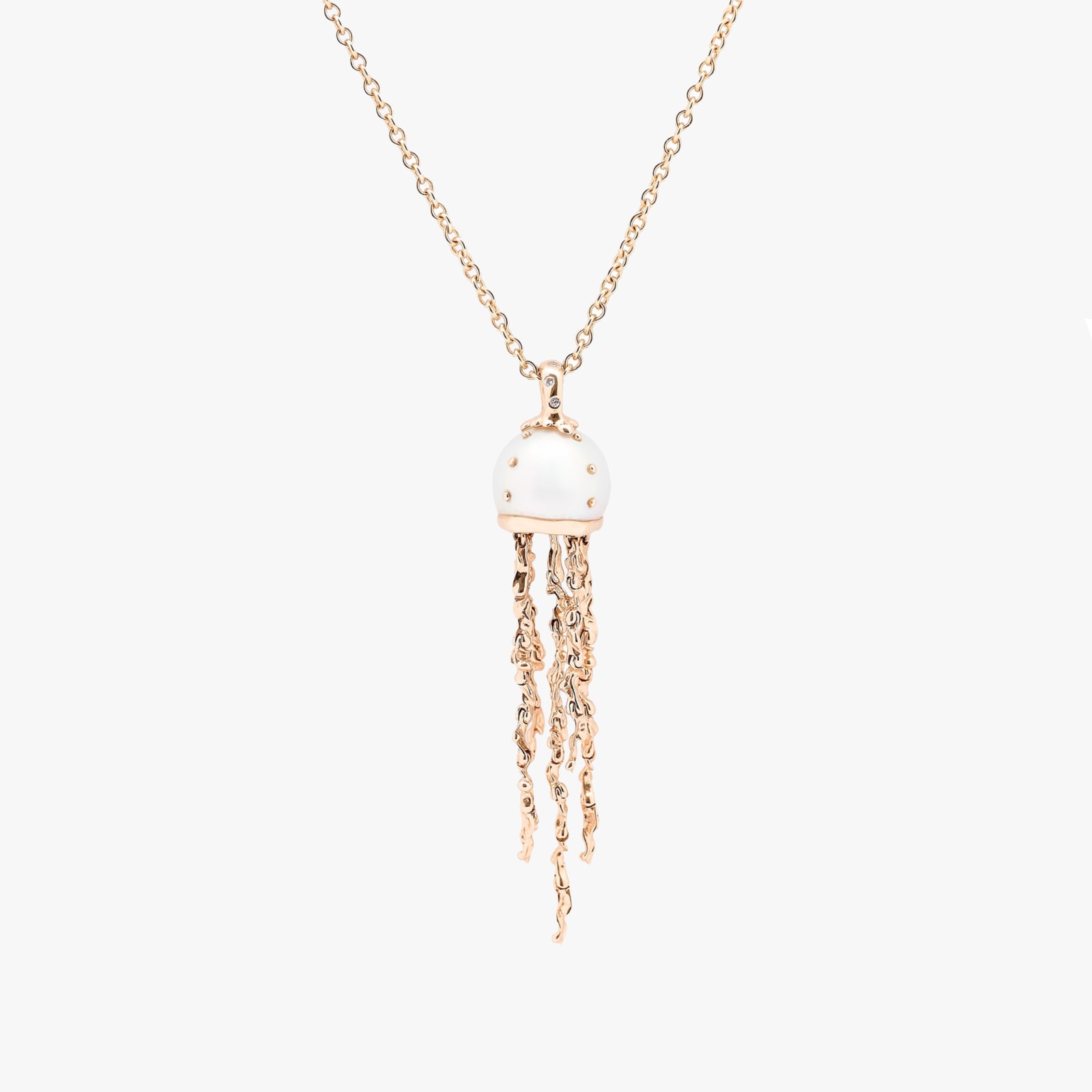 Bibi Van Der Velden, Jellyfish white pearl pendant on chain