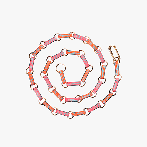 Alice Cicolini, Silver tile 29 link chain with oval pendant