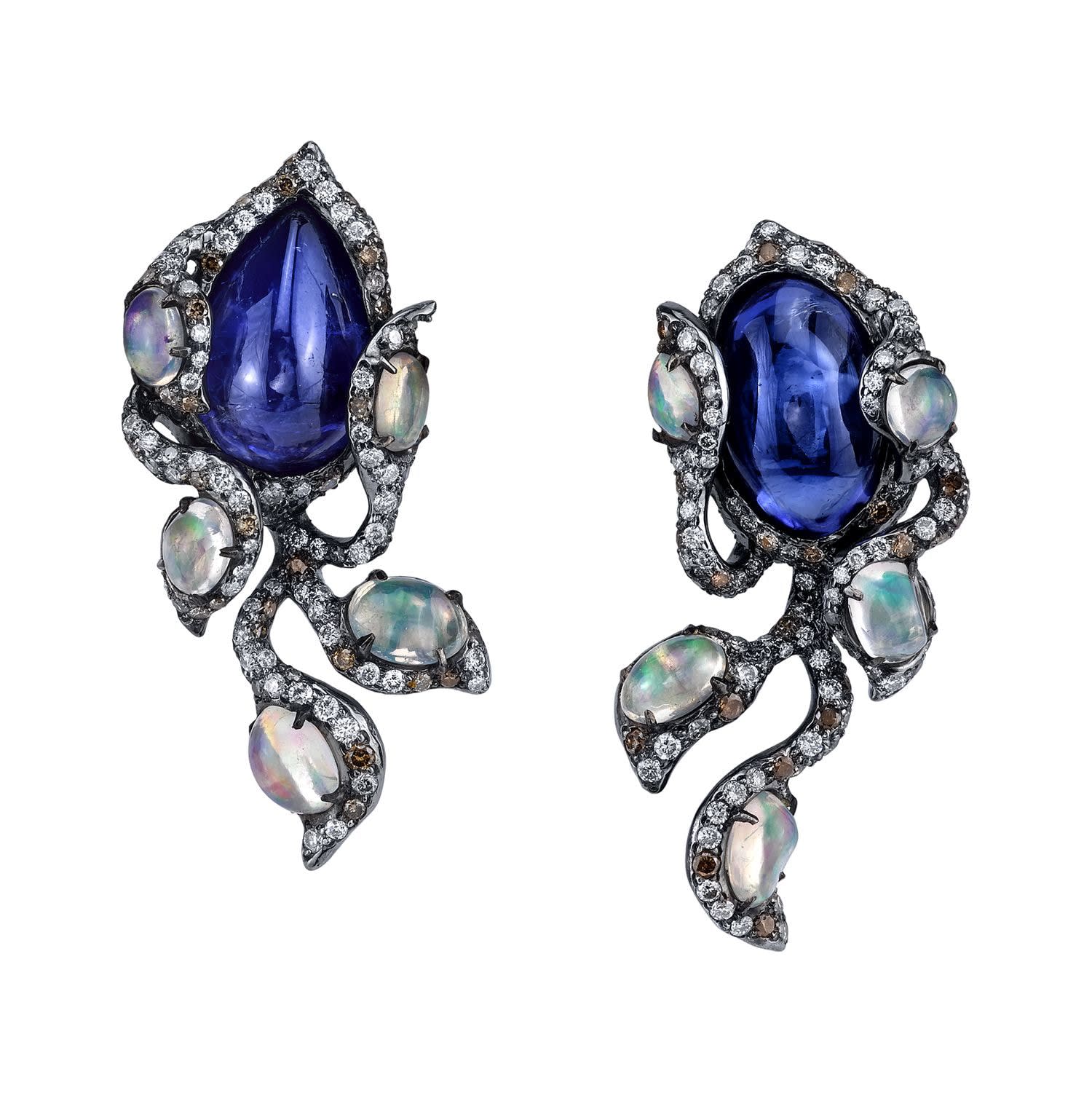 Arunashi, Tanzanite and Fire Opals Earrings
