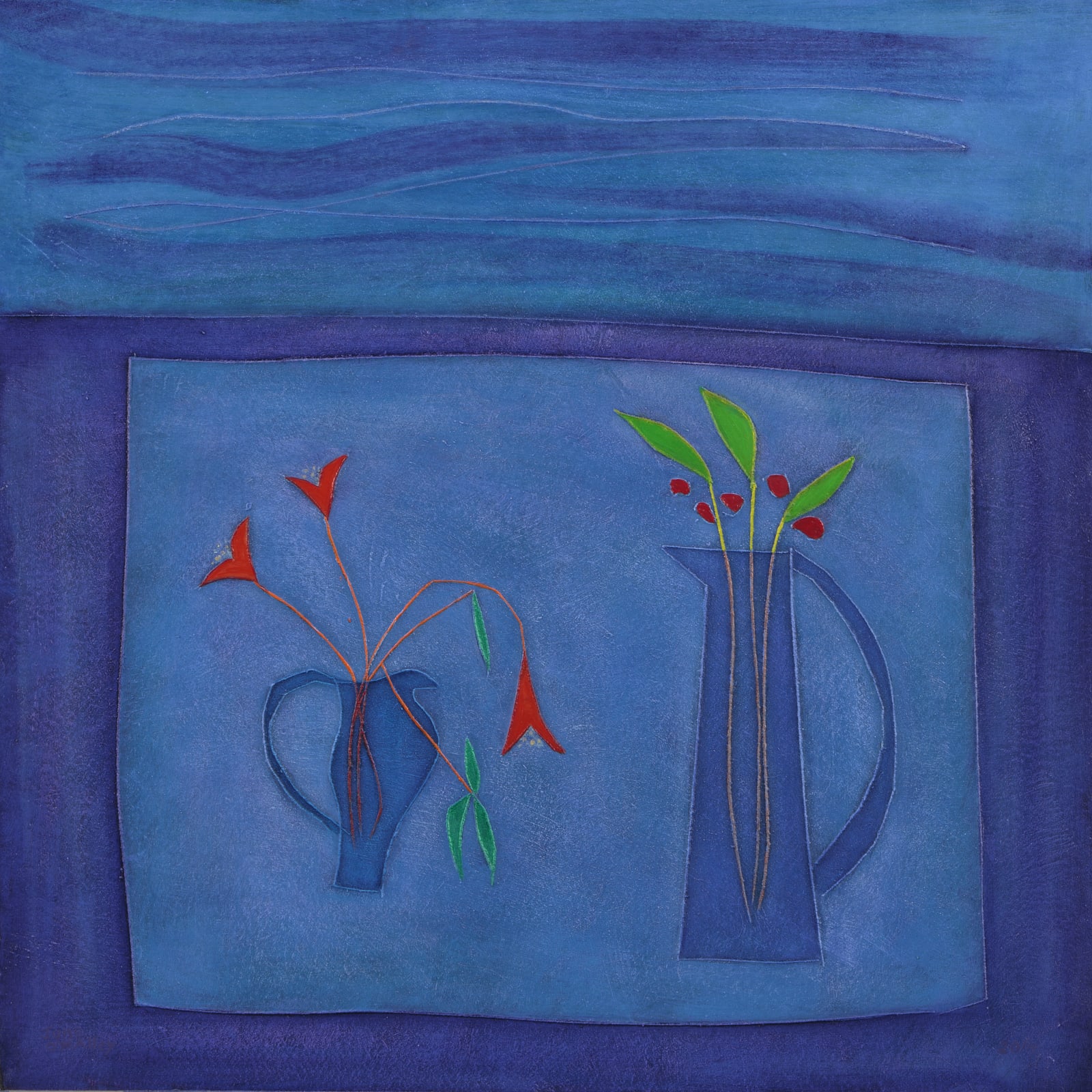 Jane O'Malley, Two Blue Jugs, 2014
