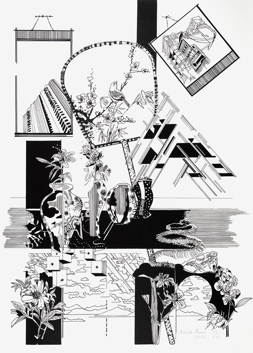 Chourouk Hriech / Estampe originale d’artiste / Atelier de sérigraphie d'art TCHIKEBE, Marseille