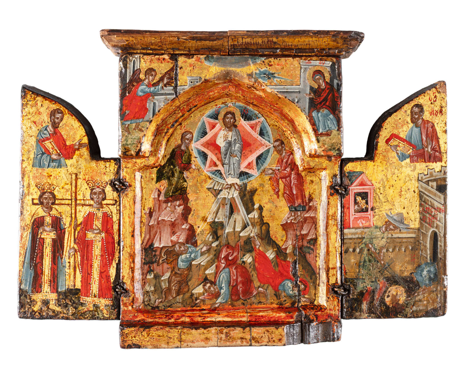 Triptych with the Vision of Saint Hubert / Eustace, the Transfiguration and Related Scenes, 16th century