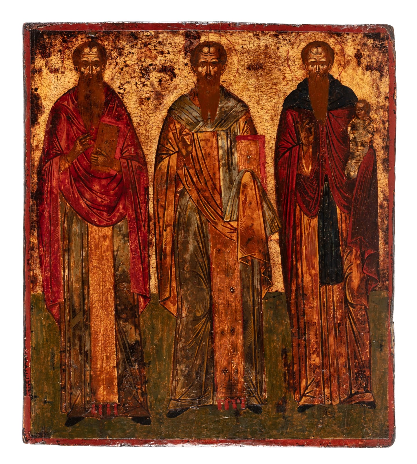 A Church Father with Saint Damianos and Saint Stylianos, 17th century