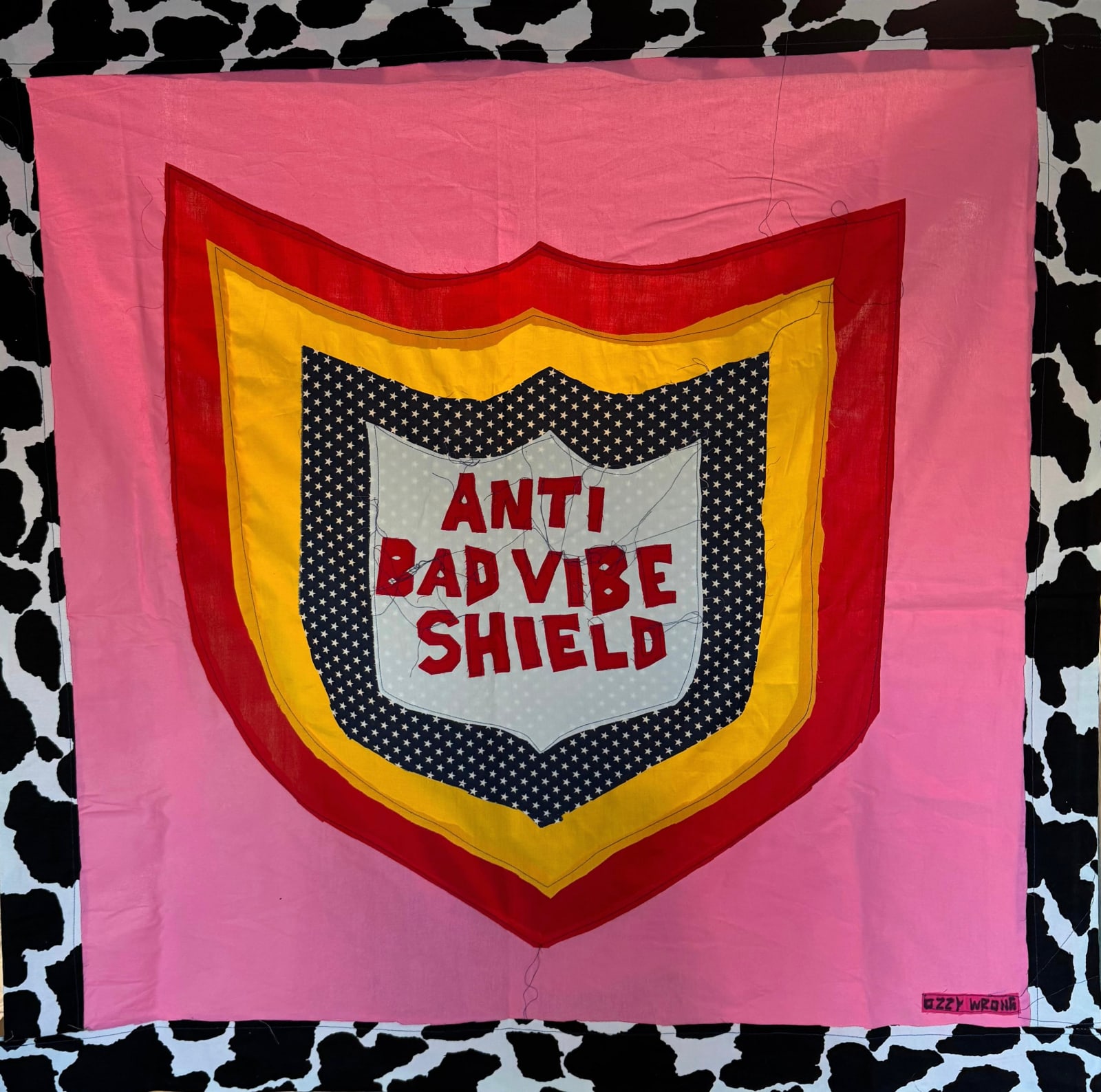 Ozzie Wright, Anti Bad Vibes Shield - Cow/ Pink