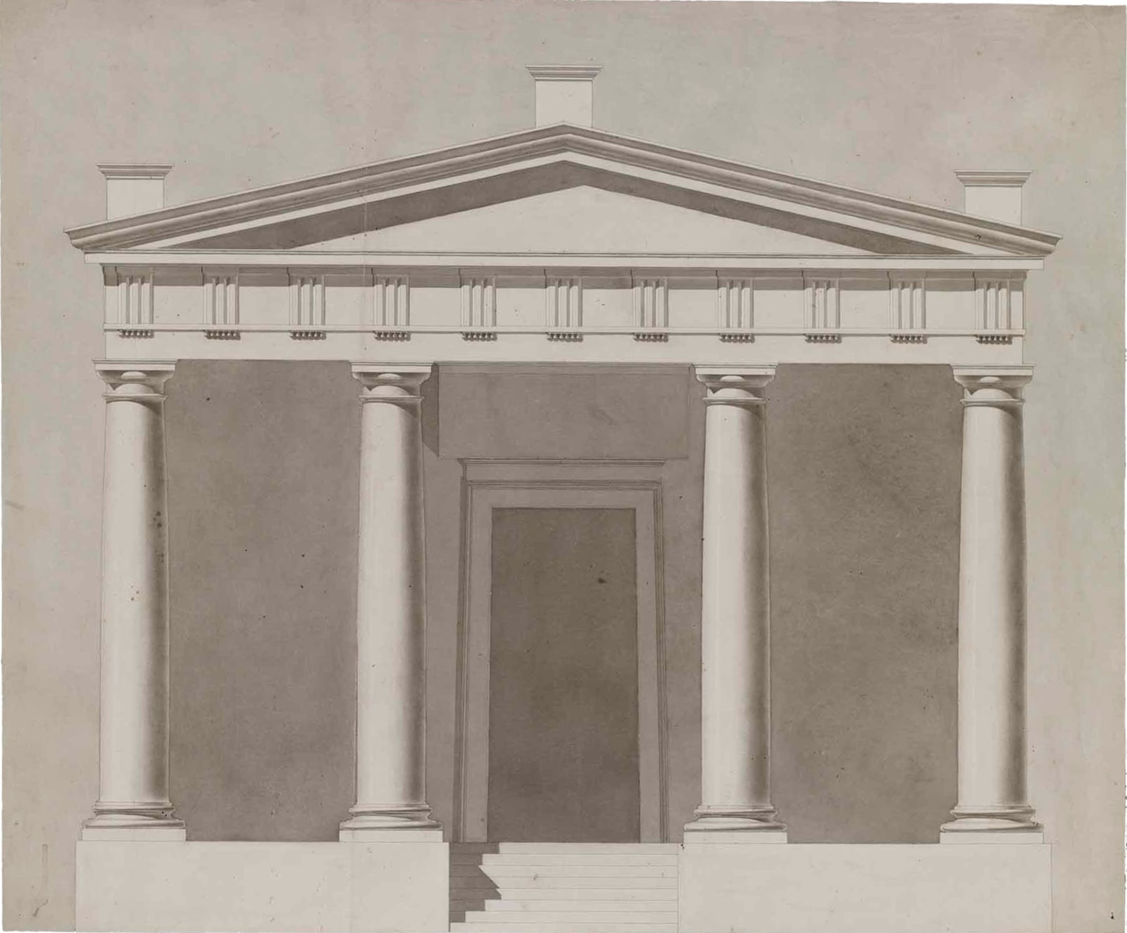 Théodore Olivier, Study of a Temple Facade, c. 1840