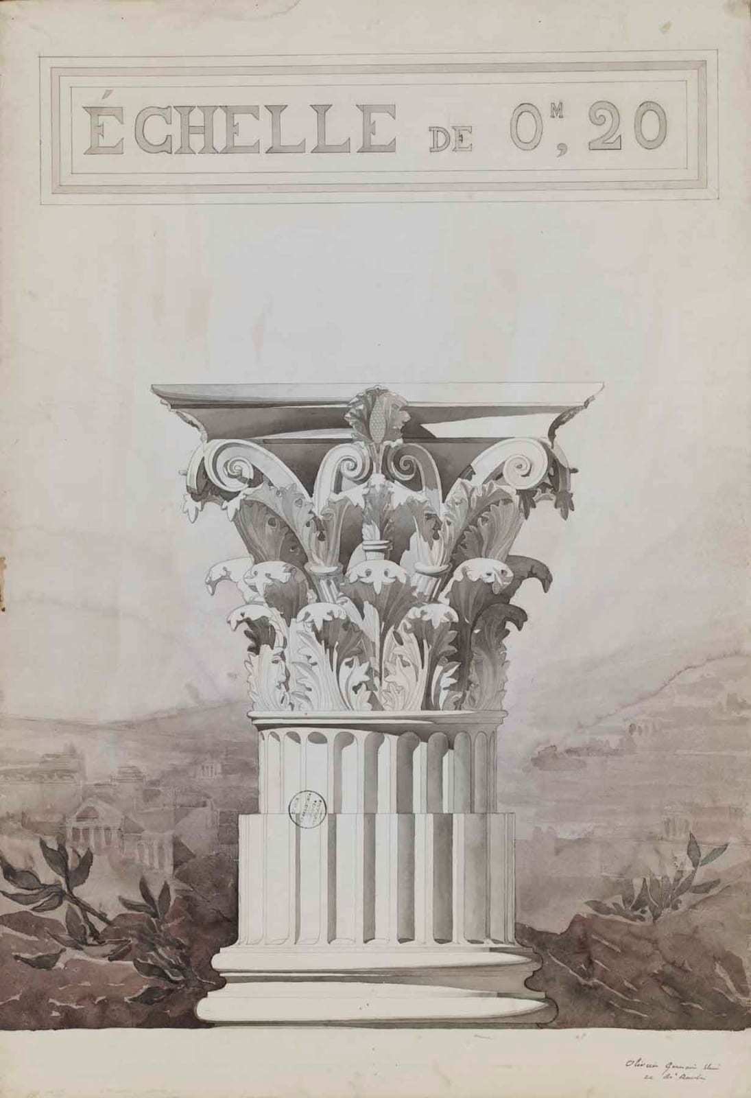 Jules-Germain Olivier, Study of a Corinthian Column Capital, 1890-1900
