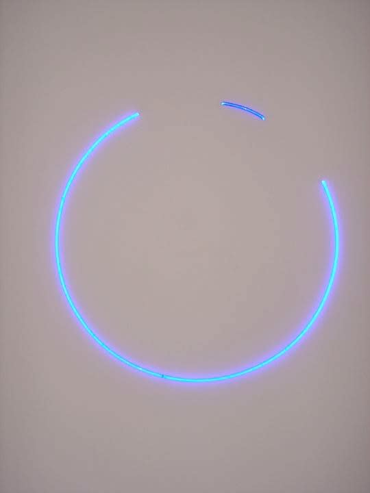 Stephen Antonakos, Two Part Blue Incomplete Circle, 1975