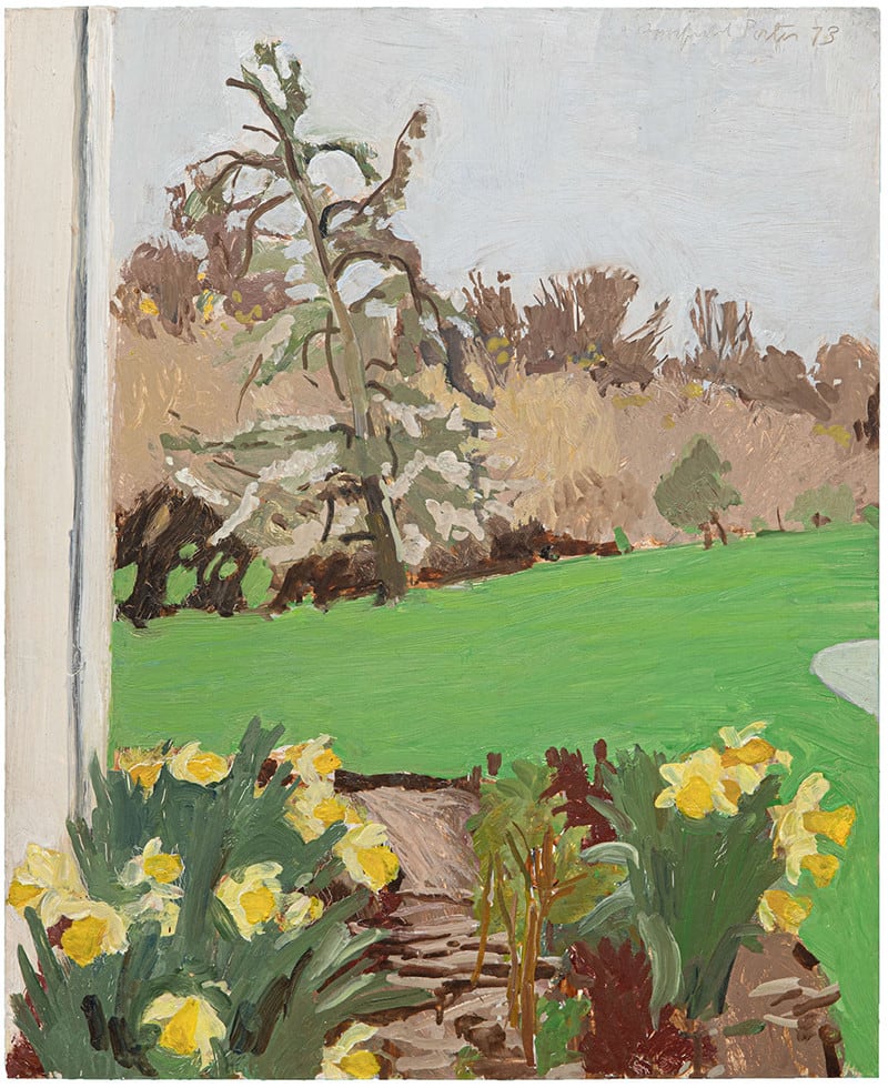 Fairfield Porter, Daffodils and Pear Tree, 1973