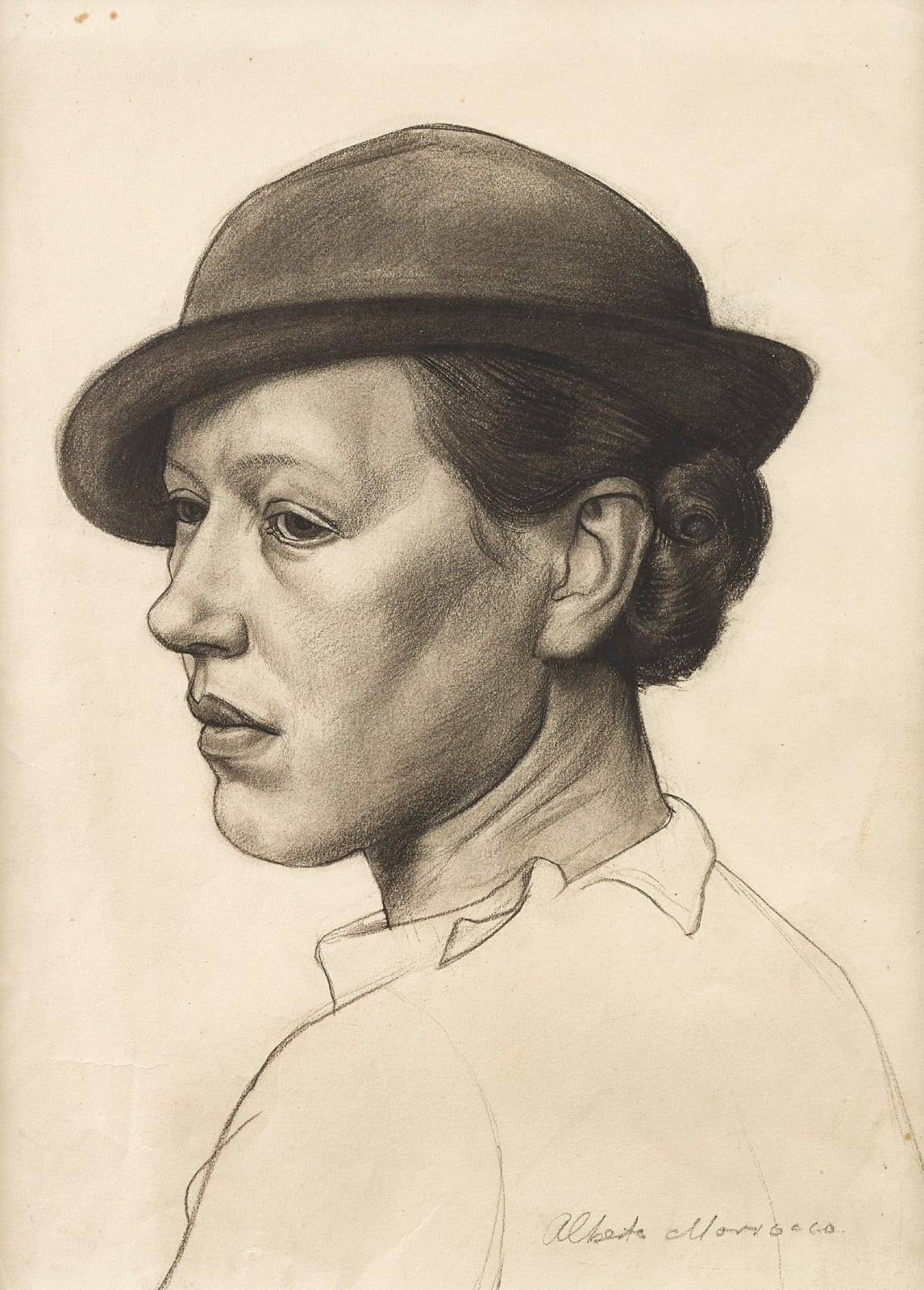 Alberto Morrocco OBE RSA RSW, Model in Hat