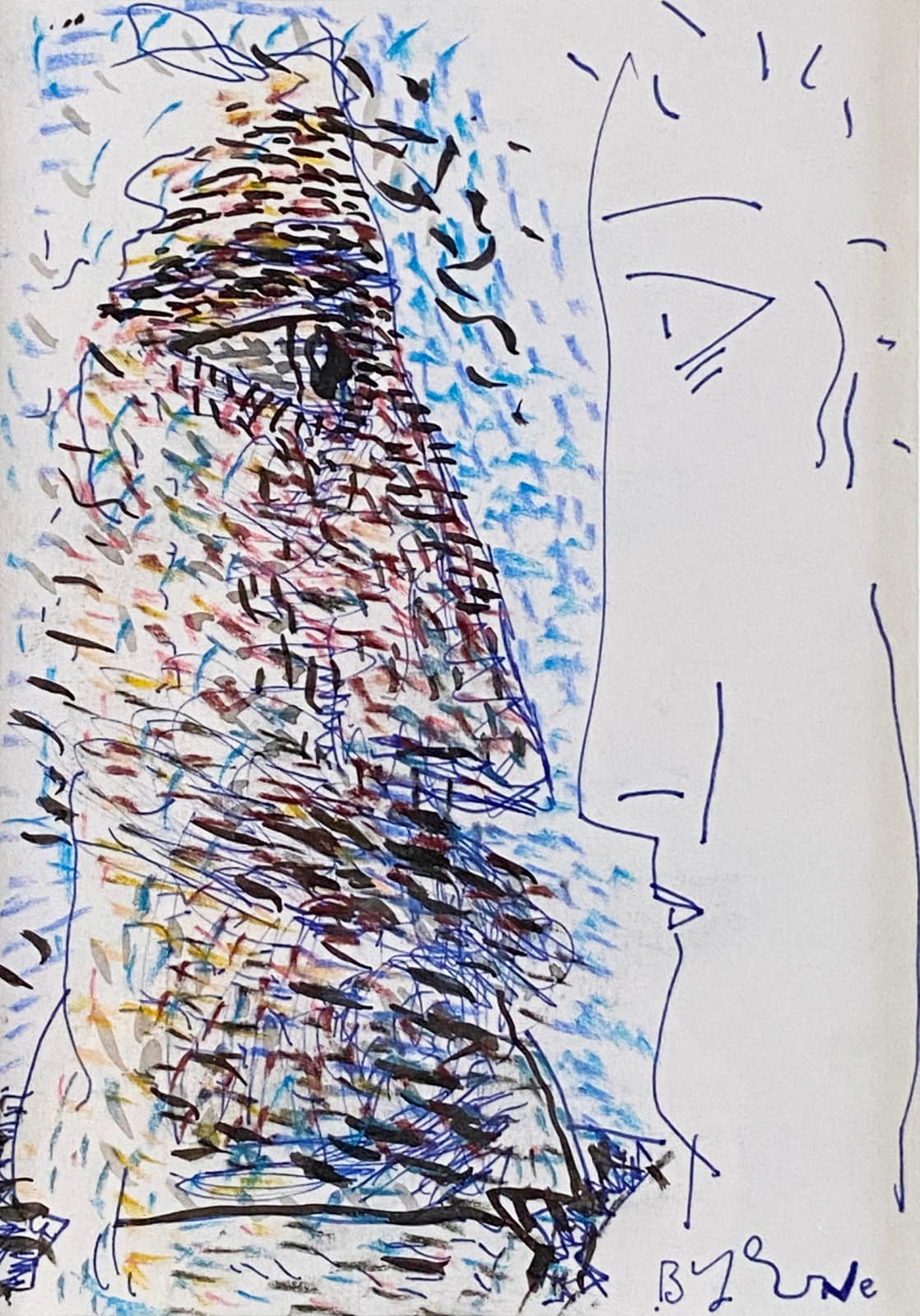 John Byrne RSA, Double Self Portrait II - Looking Back Series