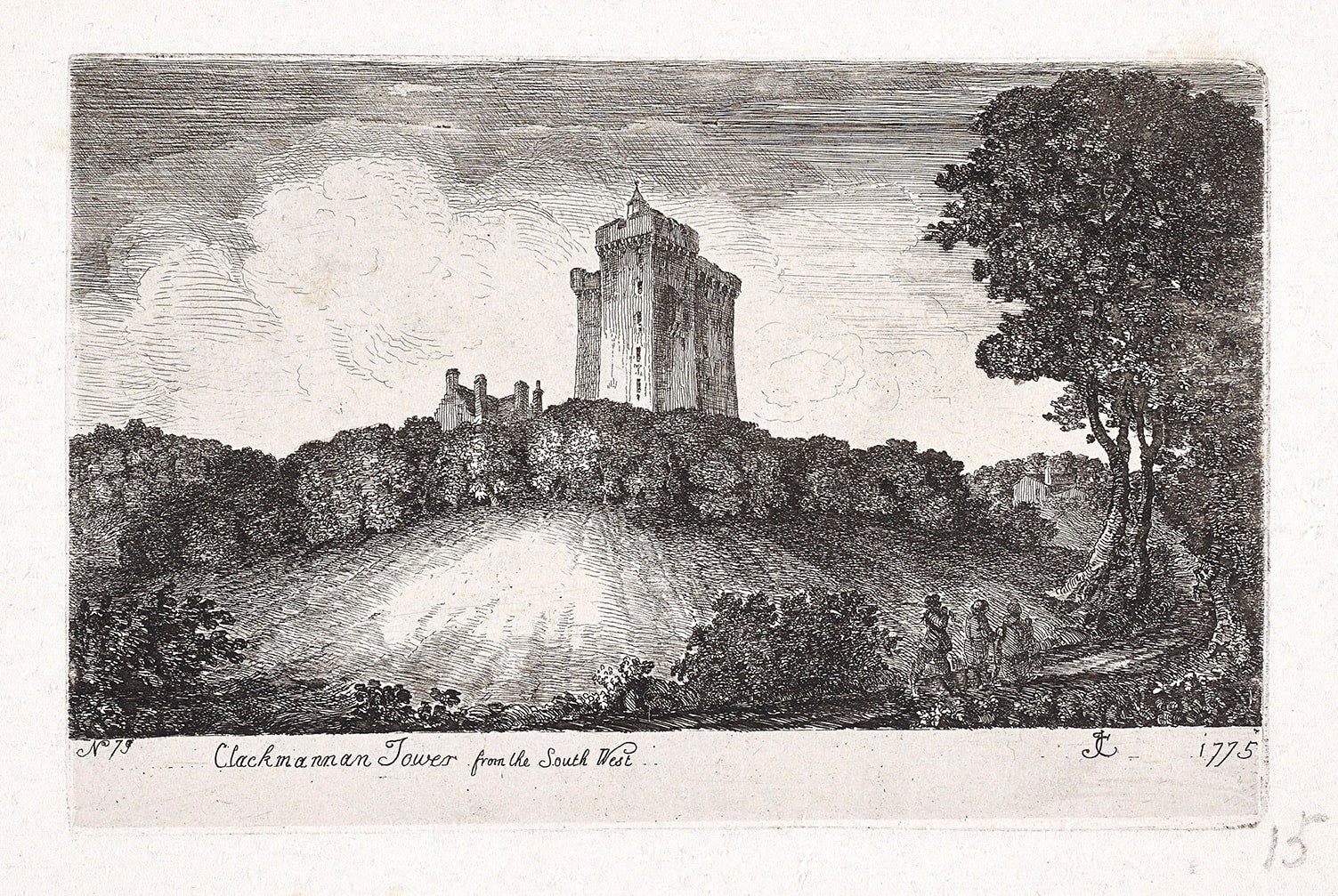 John Clerk of Eldin, Clackmannan Tower from the South West, 1775