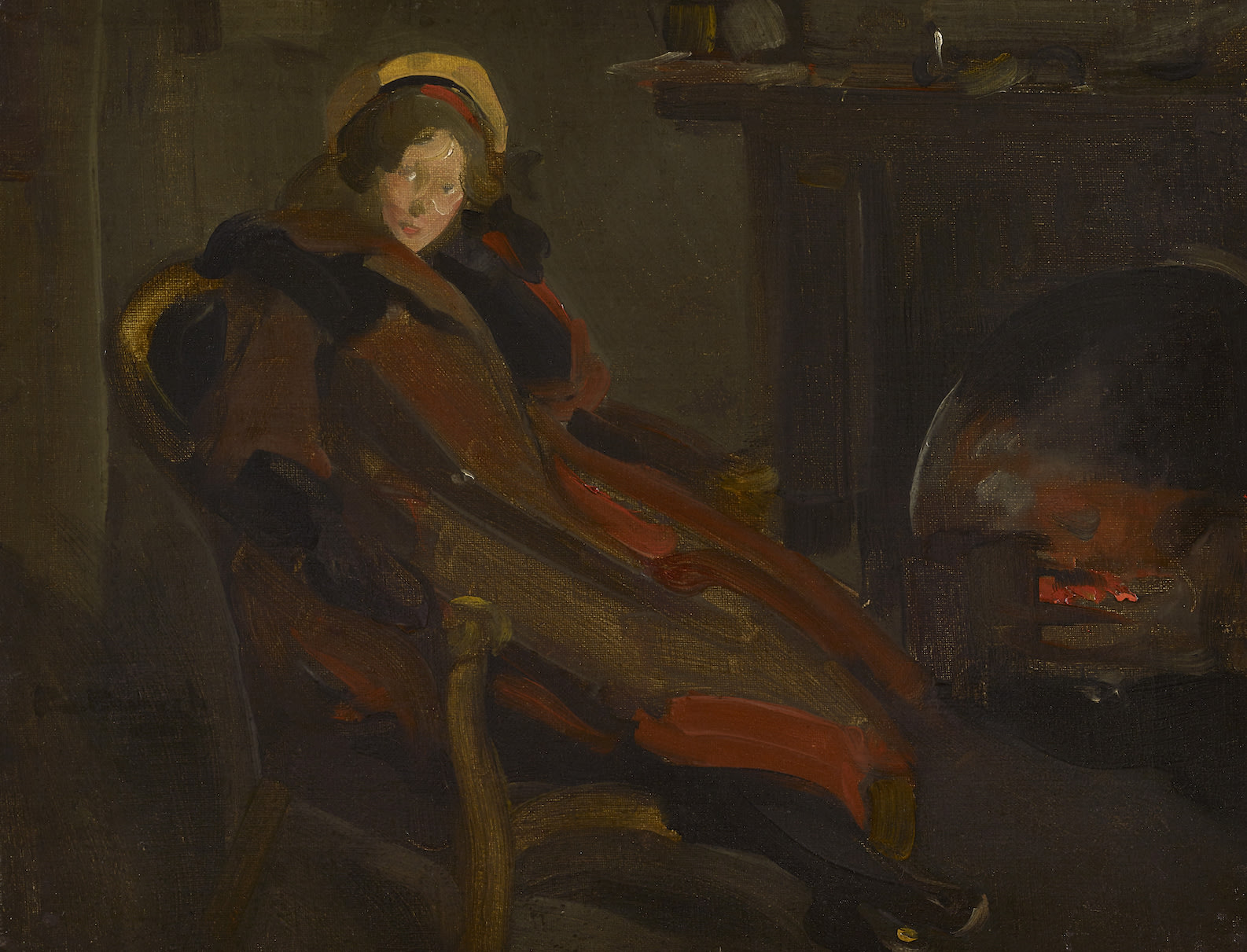 Robert Brough RA ARSA, A lady by the fireside