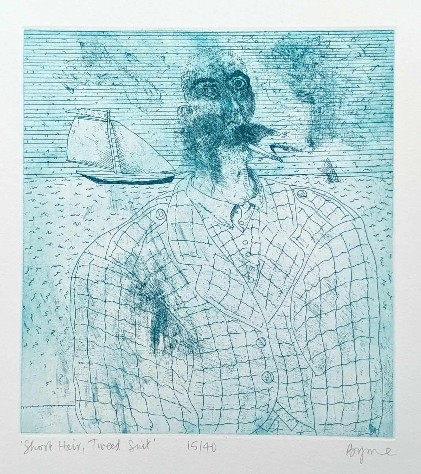 John Byrne RSA, Short Hair, Tweed Suit, 1998