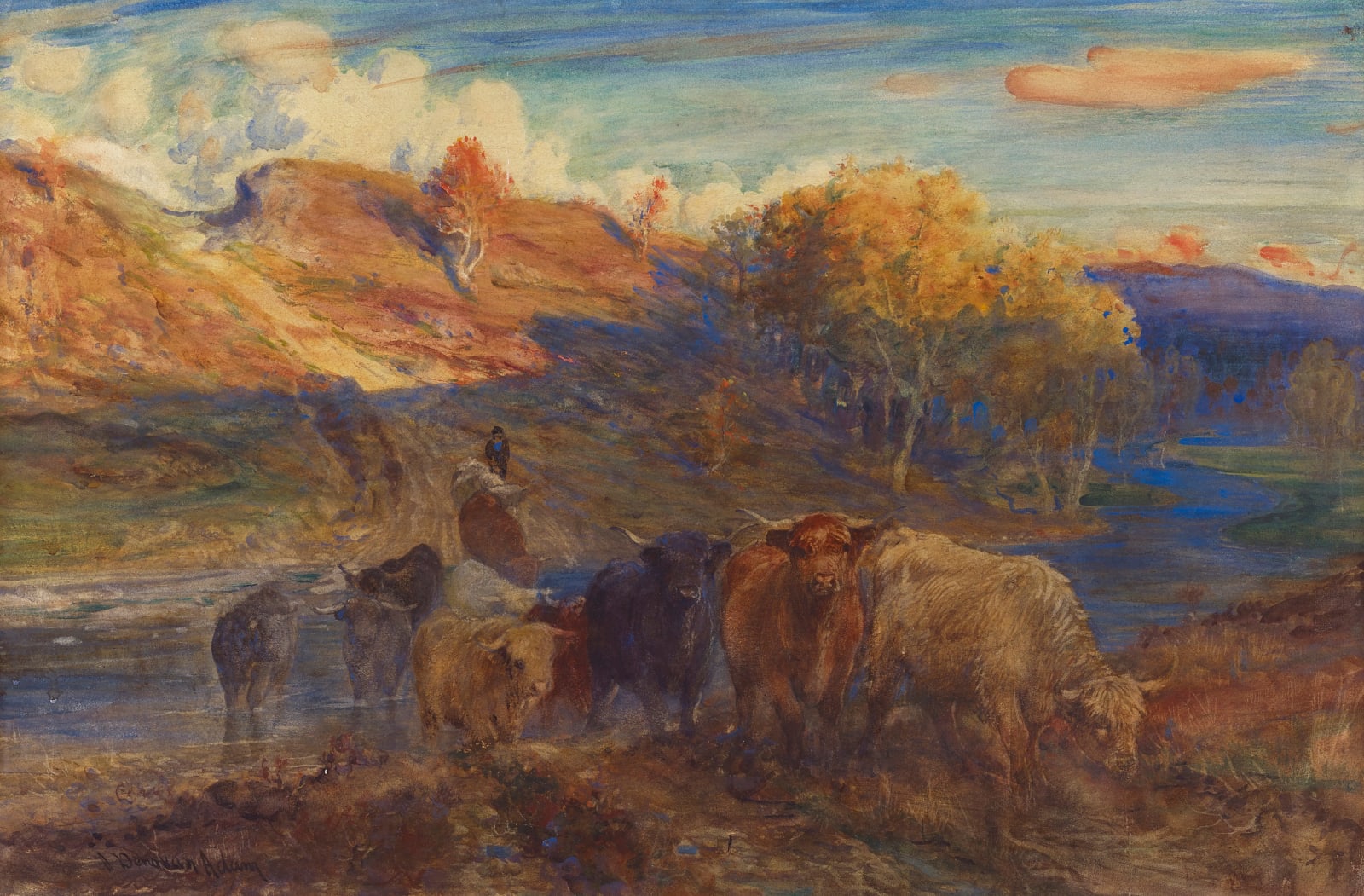 Joseph Denovan Adam RSA RSW, Evening, Strathspey (or The Glory of the Dying Day), c.1891