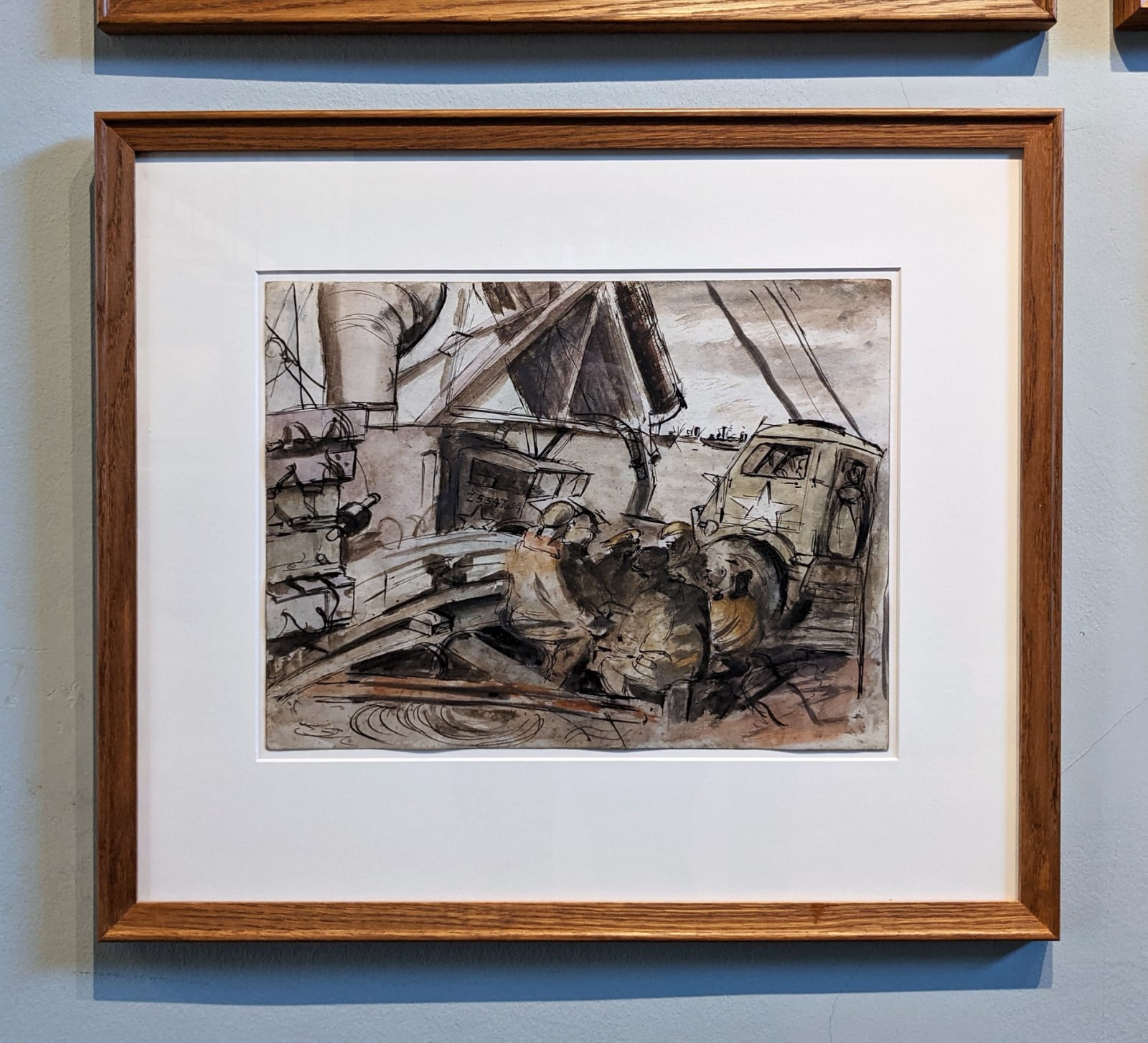 Robert Henderson Blyth RSA RSW, Trucks in Transit, 1944