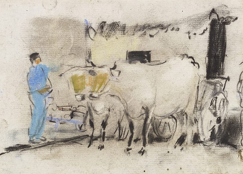 Joan Eardley RSA, Bullock Cart, c.1949