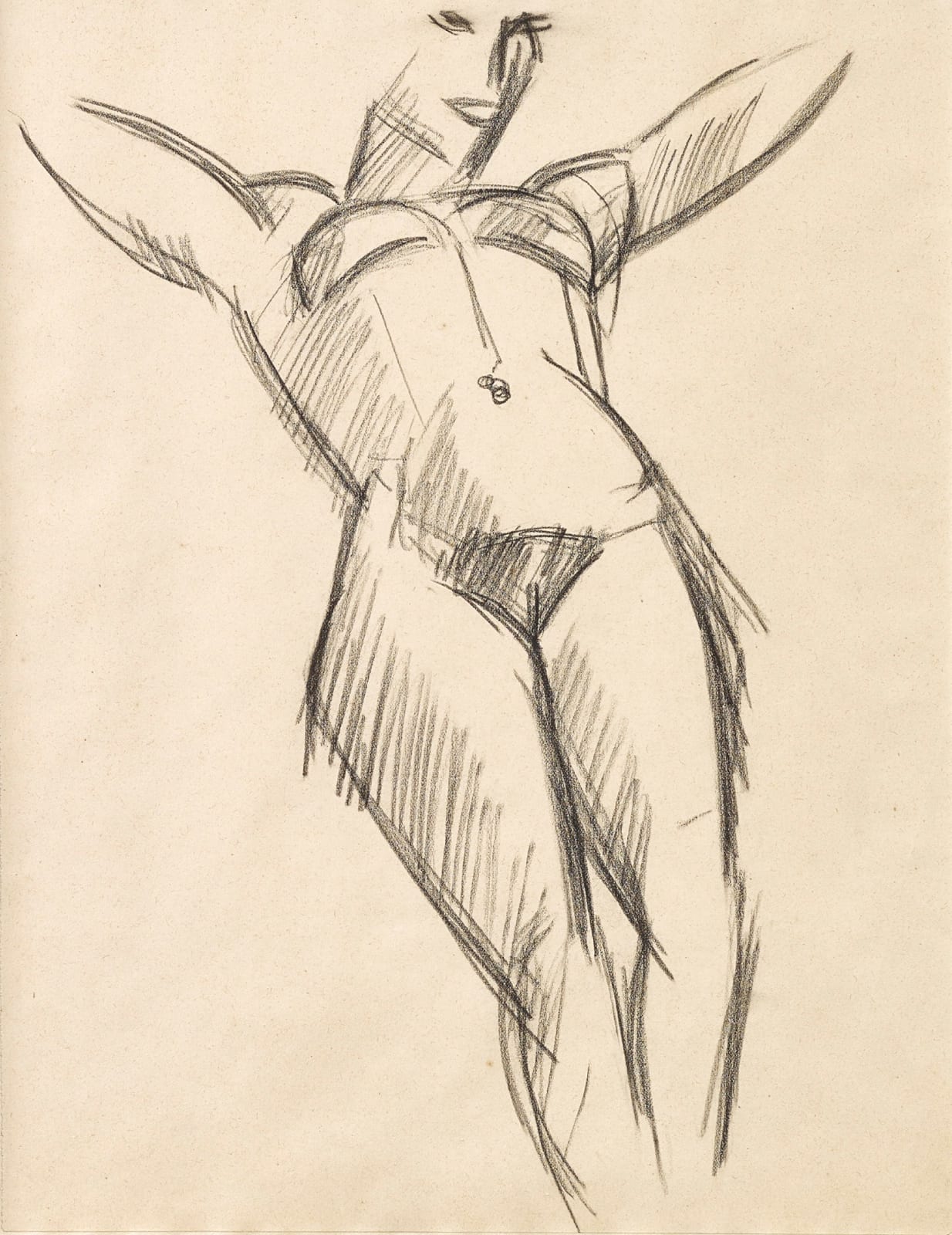 John Duncan Fergusson RBA, Standing Nude, arms raised