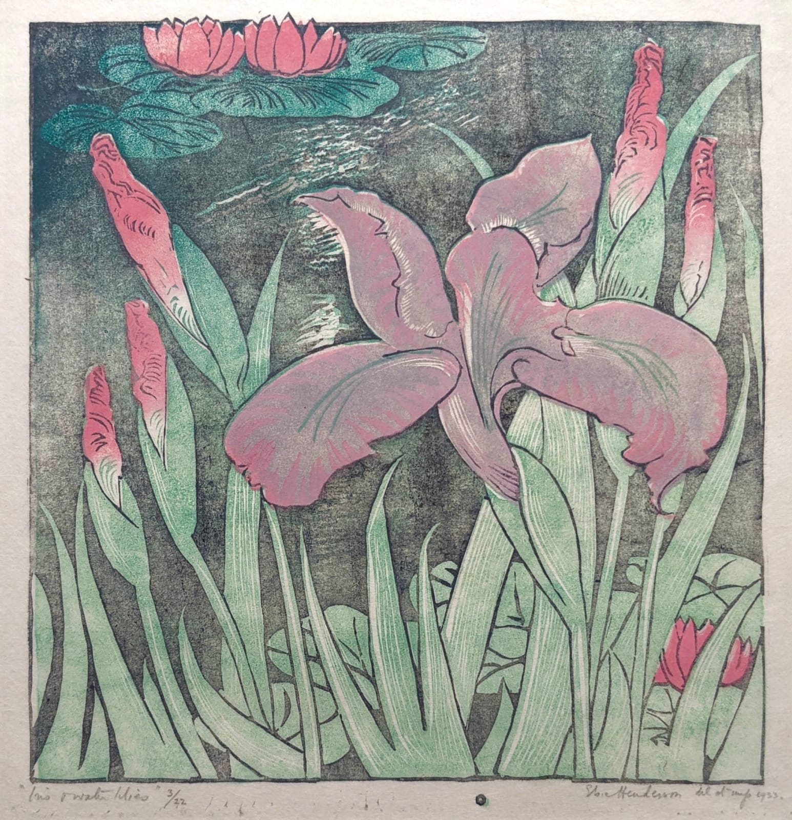 Elsie Marian Henderson, Iris and Waterlilies, 1933