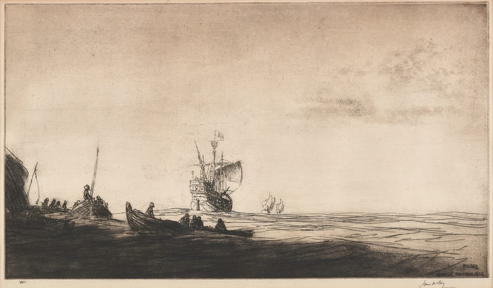 James McBey, Palos. Departure of Columbus, 1492, 1933