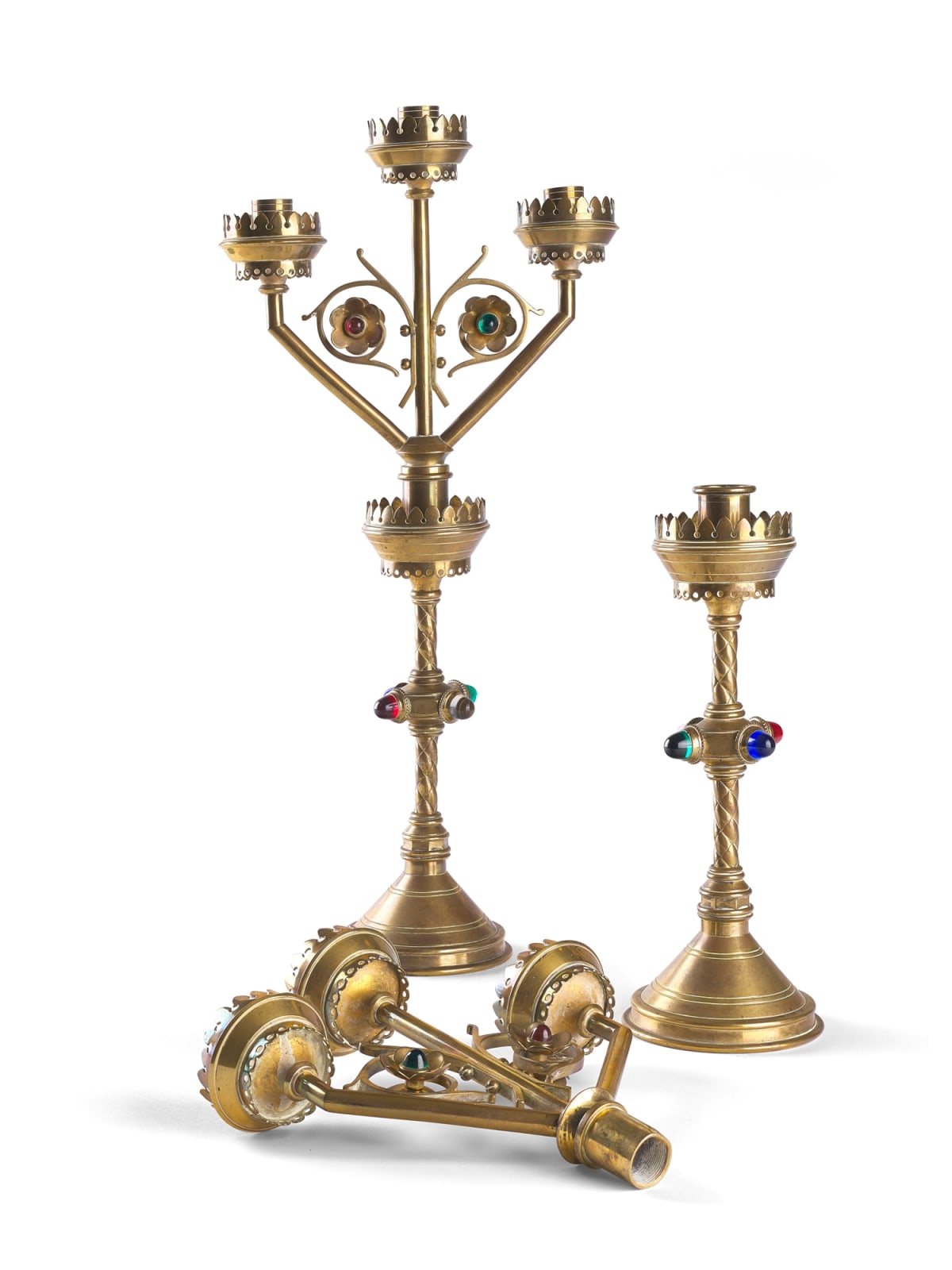 Hart, Son, Peard & Co., London (attributed maker), Pair of Gothic Revival candelabra, c.1880