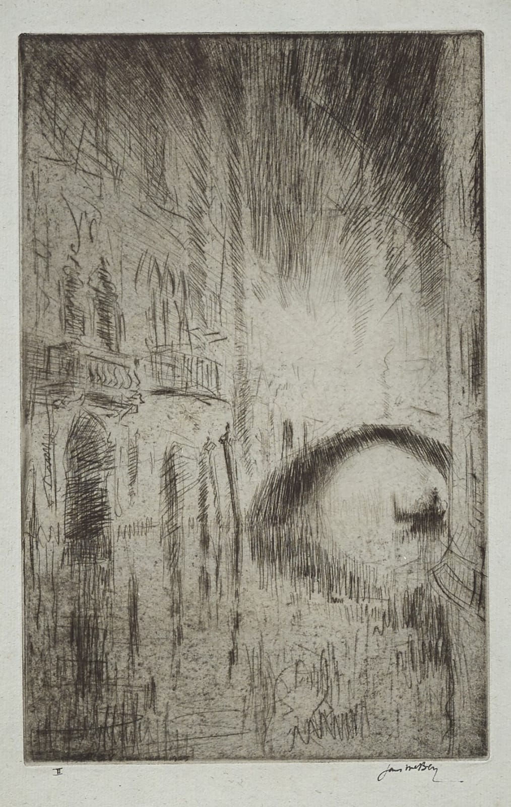 James McBey, The Bridge by Night, 1926