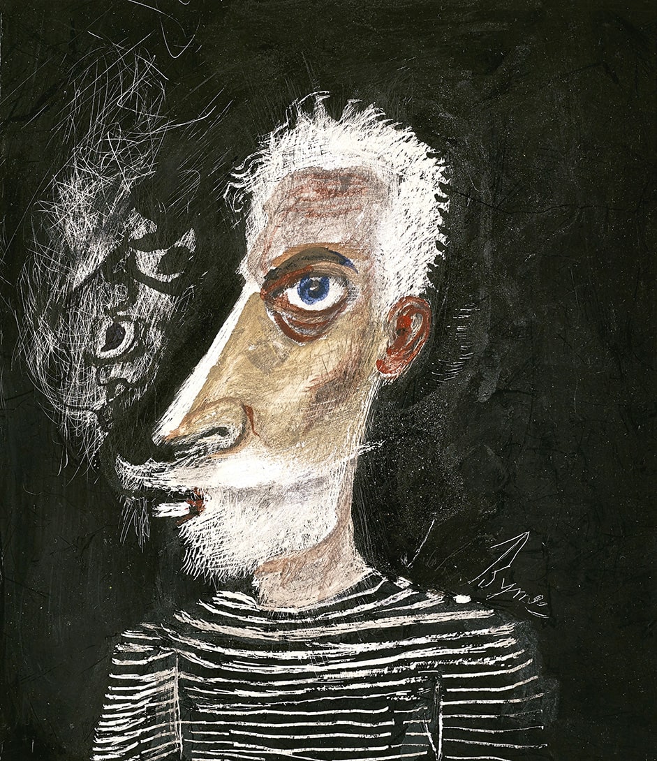 John Byrne RSA, Old Guy in Sloppy Joe, 2020