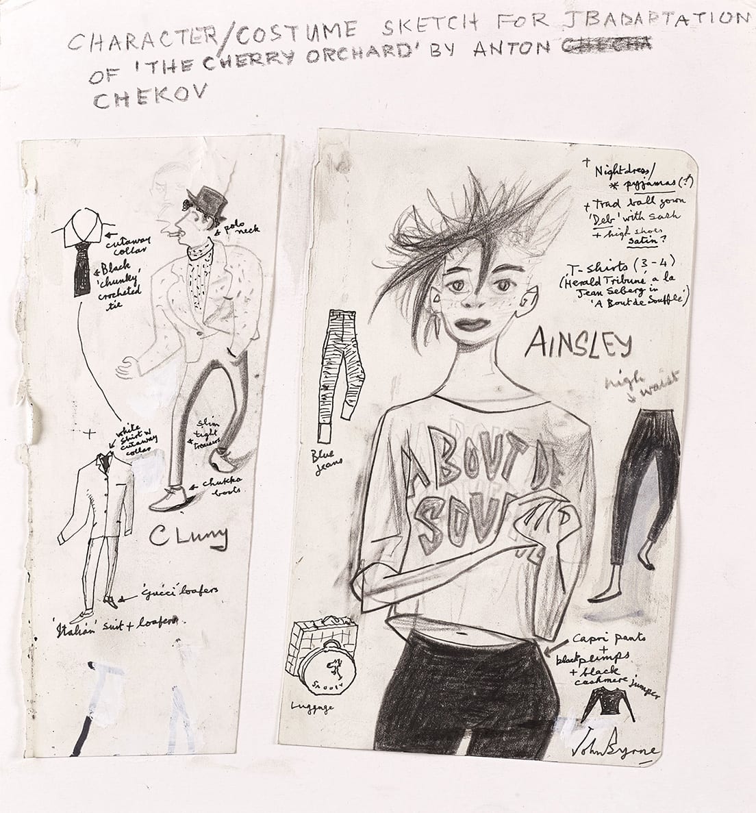John Byrne RSA, Character/Costume Sketch for Adaptation of 'The Cherry Orchard' by Anton Chekov, 2020