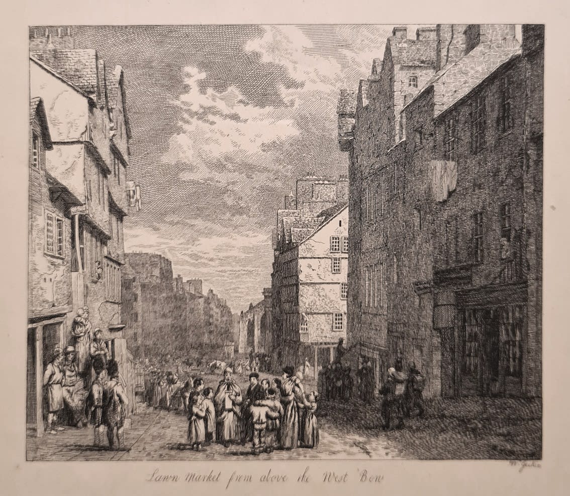 Walter Geikie RSA, Lawn Market from above the West Bow
