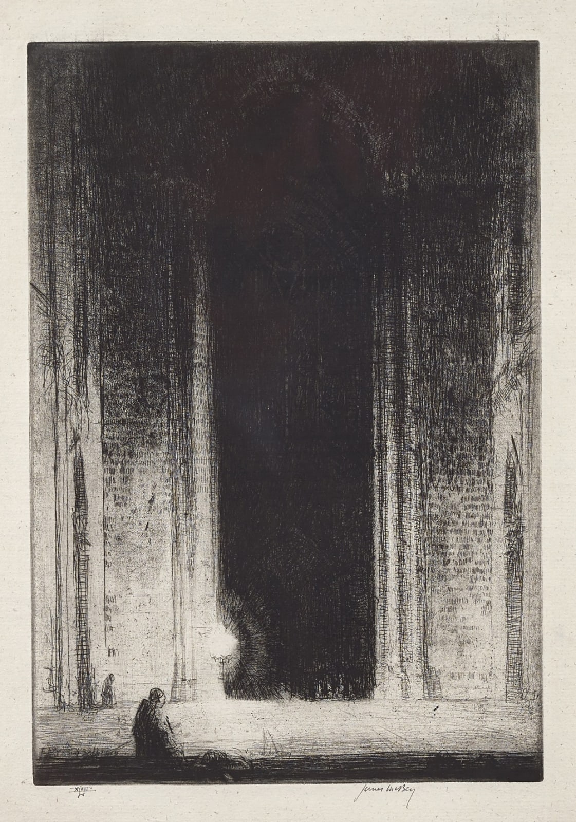 James McBey, Night in Ely Cathedral, 1915