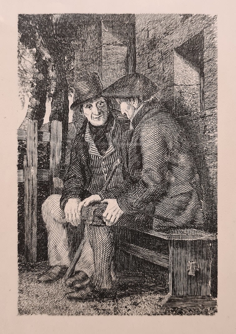 Walter Geikie RSA, Two men on a bench