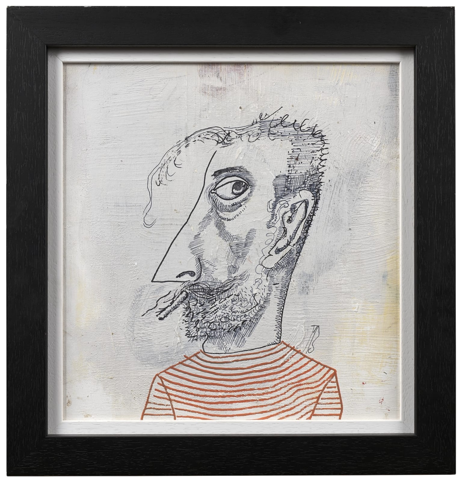 John Byrne RSA, Self portrait in red stripey top