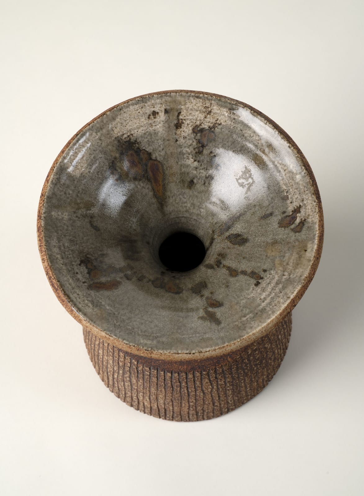 Waistel Cooper, Mallet form vase with wide flared rim and cut shoulders