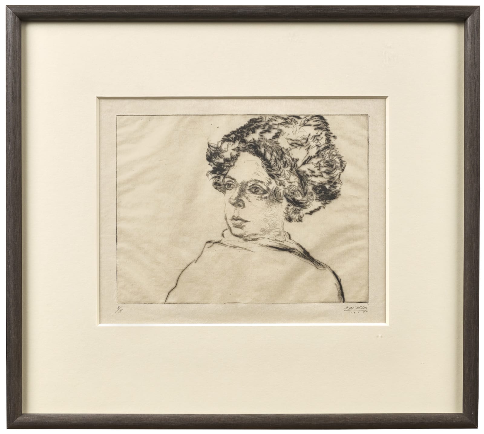 Avigdor Arikha, Anne with fur hat, 2003