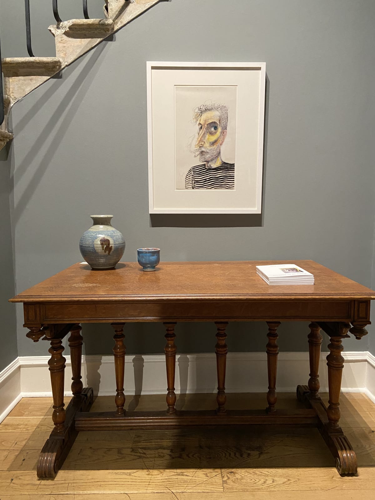 John Byrne RSA, Self Portrait in Striped Top, 2020