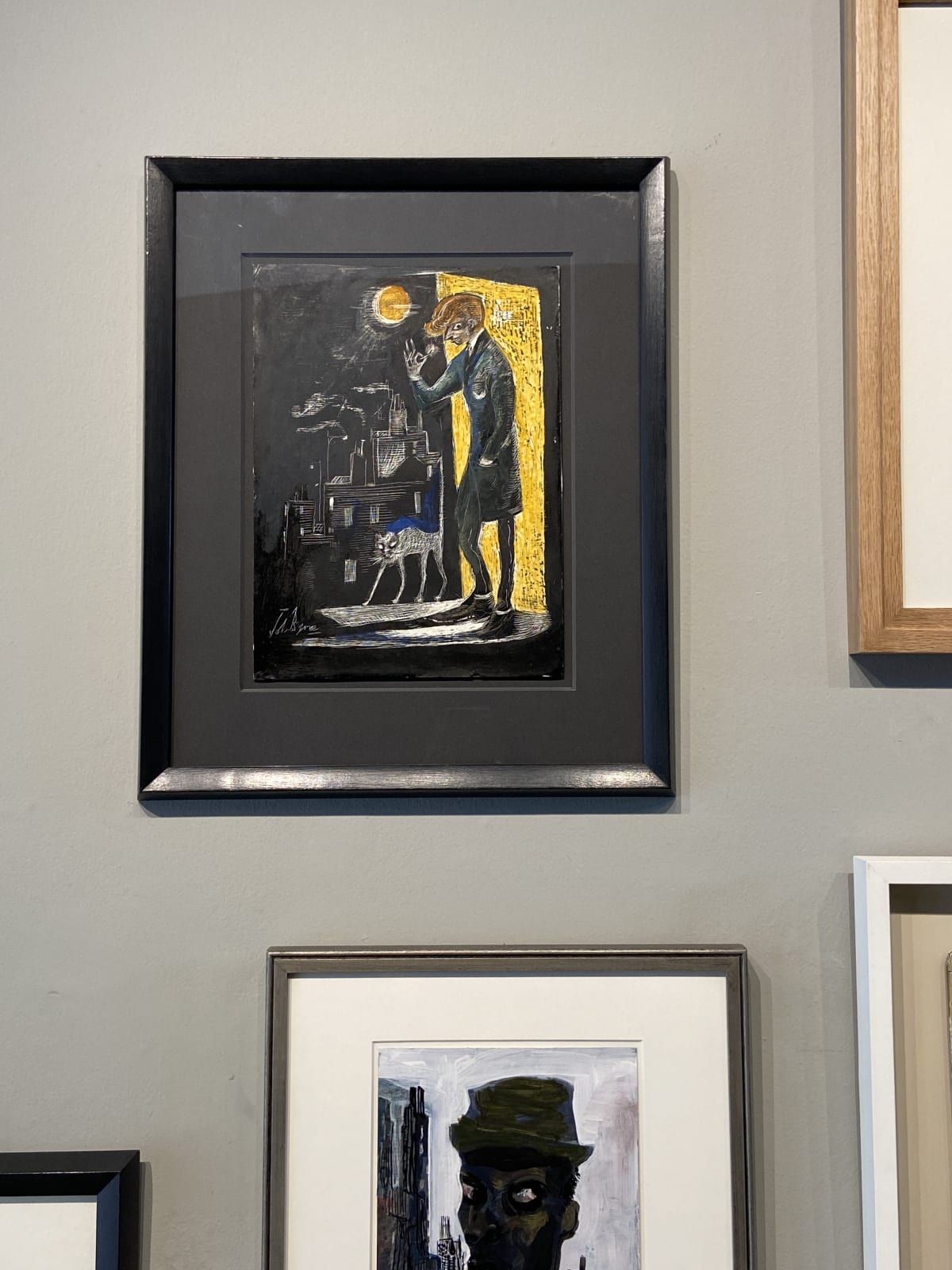 John Byrne RSA, Teddy Boy with Moon and Cat, 2019