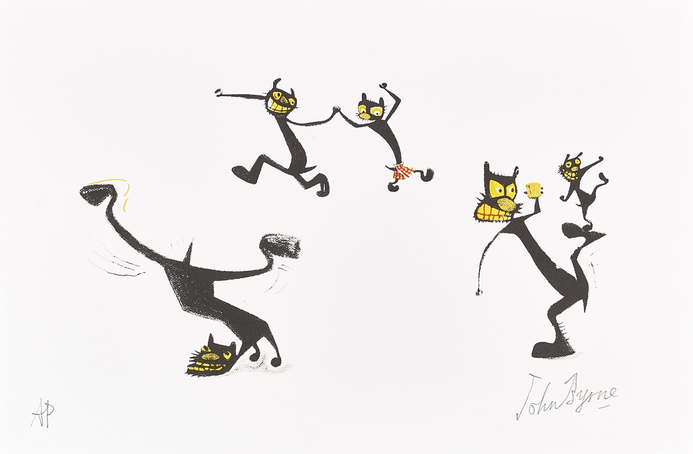 John Byrne RSA, Dancing devil dogs, 2020