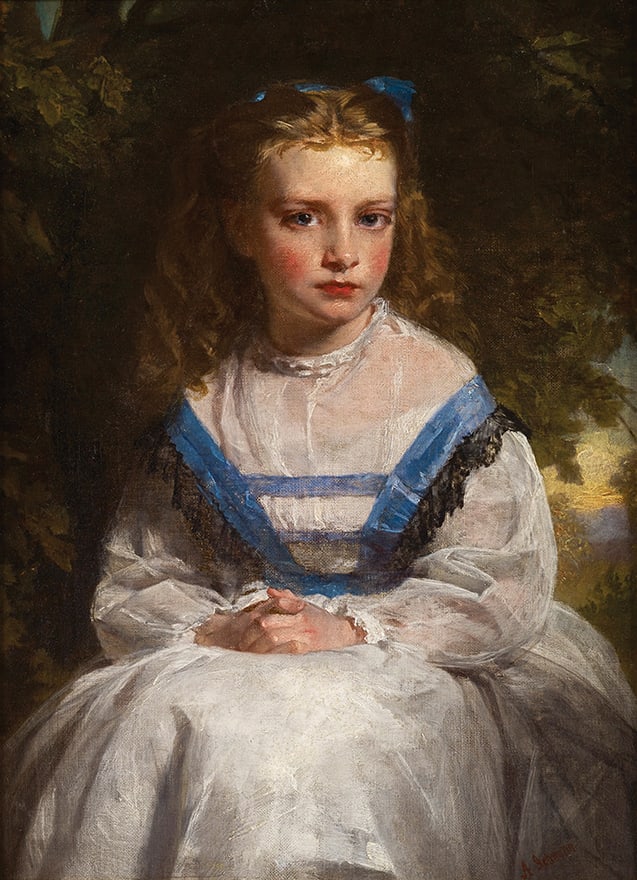 Alexander Johnston, Girl in blue ribbons | The Fine Art Society Ltd