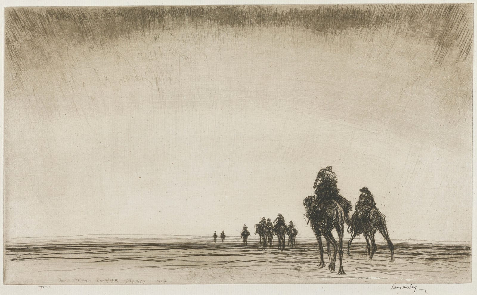 James McBey, Dawn. The Camel Patrol Setting Out, 1919